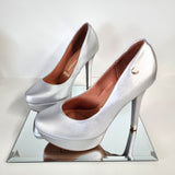 Vizzano 1830-501 Platform Pump in Silver Napa Metal