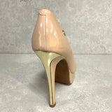 Vizzano 1830-600 Peeptoe Platform Pump in Beige Patent