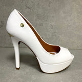 Vizzano 1830-600 Peeptoe Platform Pump in White Napa