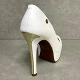 Vizzano 1830-600 Peeptoe Platform Pump in White Napa