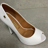Vizzano 1830-600 Peeptoe Platform Pump in White Napa