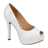 Vizzano 1830-600 Peeptoe Platform Pump in White Napa