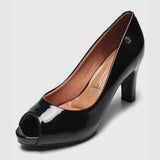 Vizzano 1840-300 Mid Heel Peeptoe Pump in Black Patent