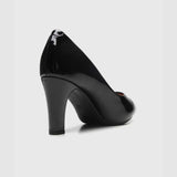 Vizzano 1840-300 Mid Heel Peeptoe Pump in Black Patent