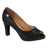 Vizzano 1840-300 Mid Heel Peeptoe Pump in Black Patent