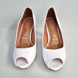 Vizzano 1840-300 Mid Heel Peeptoe Pump in White Patent