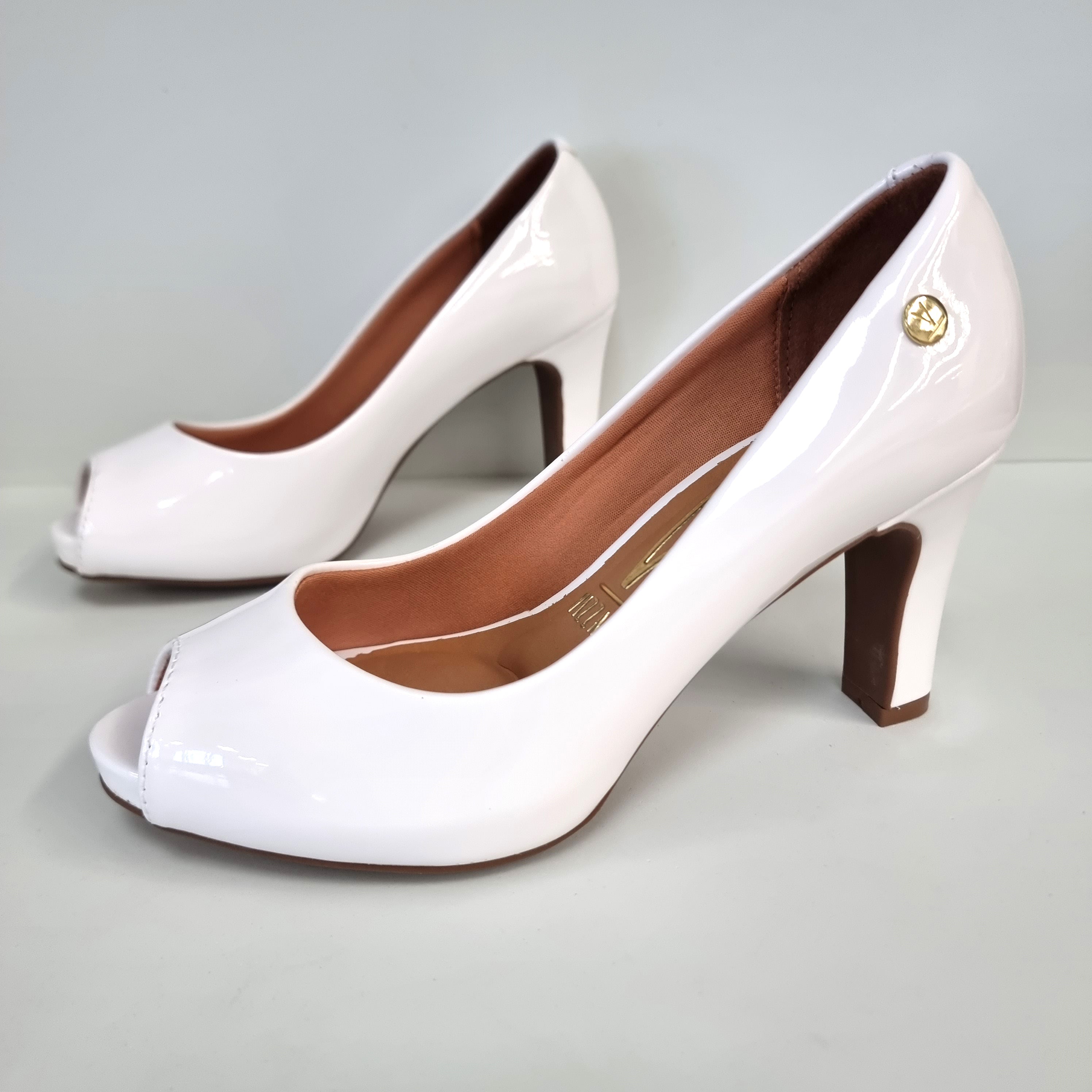 Peep Toe Sapato Branco Salto Fino Sapato Peep Toe Vizzano Branco