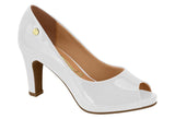 Vizzano 1840-300 Mid Heel Peeptoe Pump in White Patent