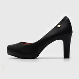 Vizzano 1840-301 Mid Heel Pump in Black Napa