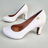 Vizzano 1840-301 Mid Heel Pump in White Napa