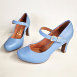 Vizzano 1840-318 Mary-Jane Pump in Denim Blue Napa