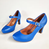 Vizzano 1840-318 Mary-Jane Pump in Cobalt Blue Napa