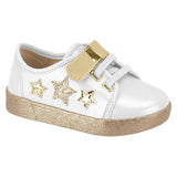 Molekinha 2124-526 Girls White Sneaker with Glitter Sole