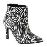 Vizzano 3049-219 Pointy Toe Stiletto Heel Ankle Boot in White/Black