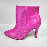 Vizzano 3049-219 Pointy Toe Stiletto Heel Ankle Boot in Pink Neon Croc