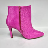 Vizzano 3049-219 Pointy Toe Stiletto Heel Ankle Boot in Pink Neon Croc