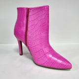 Vizzano 3049-219 Pointy Toe Stiletto Heel Ankle Boot in Pink Neon Croc