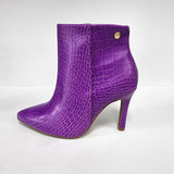 Vizzano 3049-219 Pointy Toe Stiletto Heel Ankle Boot in Light Violet Croc