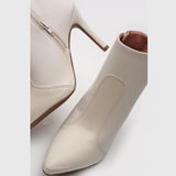 Vizzano 3049-225 Pointy Toe Stiletto Heel Ankle Boot in Off White Napa