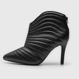 Vizzano 3049-237 Pointy Toe Stiletto Heel Ankle Boot in Black Napa