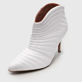 Vizzano 3049-237 Pointy Toe Stiletto Heel Ankle Boot in White Napa