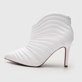 Vizzano 3049-237 Pointy Toe Stiletto Heel Ankle Boot in White Napa