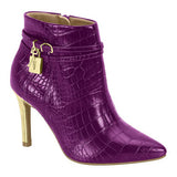 Vizzano 3049-246 Pointy Toe Golden Stiletto Heel Ankle Boot in Light Violet Croc