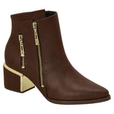 Vizzano 3052-113 Pointy Toe Block Heel Ankle Boot in Coffee Napa - Charley Boutique