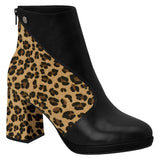 Vizzano 3076-105 Round Toe Block Heel Ankle Boot in Leopard and Black Napa - Charley Boutique