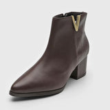 Vizzano 3084-102 Block Heel Pointy Toe Ankle Boot in Coffee