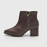 Vizzano 3084-102 Block Heel Pointy Toe Ankle Boot in Coffee