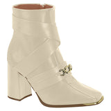 Vizzano 3085-102 Block Heel Square Toe Ankle Boot in Cream Napa