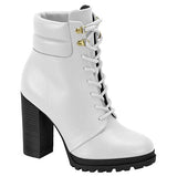 Vizzano 3089-105 Block Heel Lace up Boot in White Napa