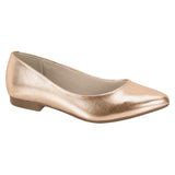 Beira-Rio 4136-200 Pointy Toe Flat in Rose Gold Metallic Napa