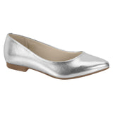 Beira-Rio 4136-200 Pointy Toe Flat in Silver Metallic Napa