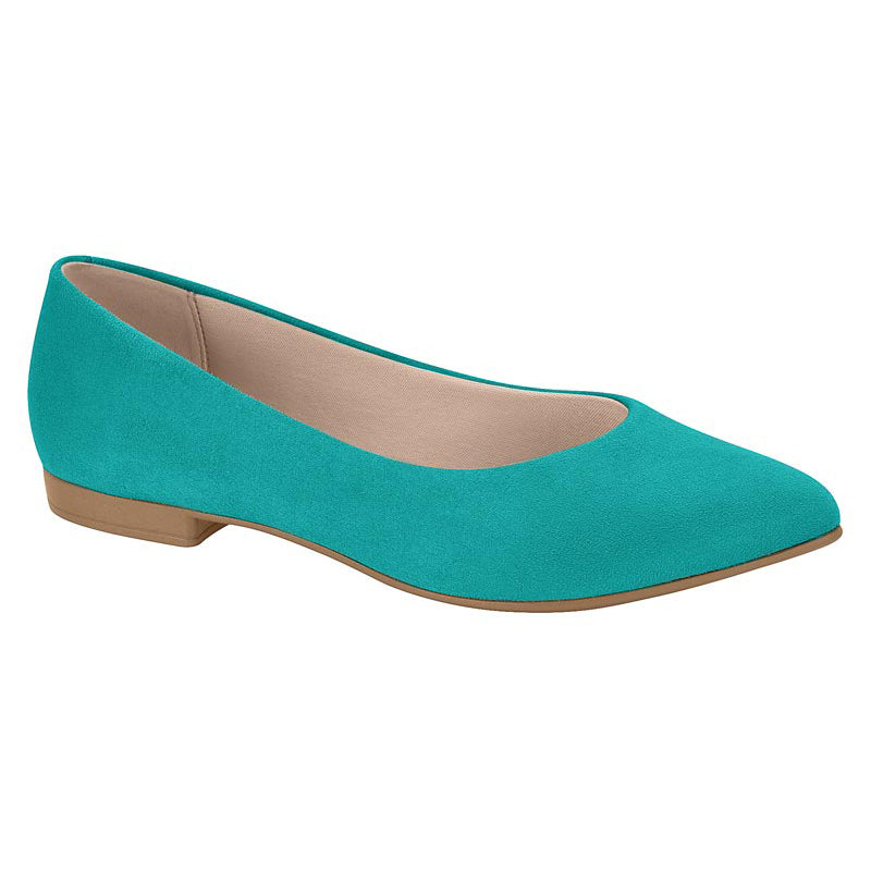 Beira-Rio 4136-200 Pointy Toe Flat in Emerald Green Suede