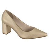 Beira Rio 4241-200 Pointy Toe Block Heel Pump in Gold