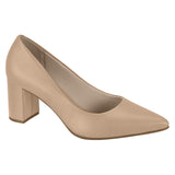 Beira Rio 4241-200 Pointy Toe Block Heel Pump in Beige Napa