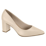 Beira Rio 4241-200 Pointy Toe Block Heel Pump in Cream Napa