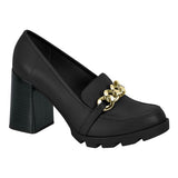 Beira Rio 4251-304 Block Heel Loafer in Black Napa