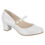 Beira Rio 4777-475 Low Heel Mary-Jane Pump in White Napa