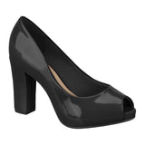 Beira Rio 4788-301 Peep Toe Heel Pump in Black Patent
