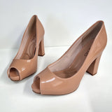 Beira Rio 4788-301 Peep Toe Heel Pump in Nude Patent