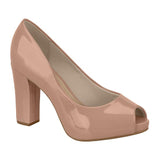 Beira Rio 4788-301 Peep Toe Heel Pump in Nude Patent