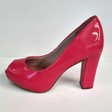 Beira Rio 4788-301 Peep Toe Heel Pump in Pink Gloss Patent