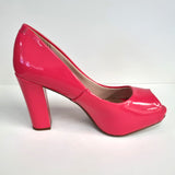 Beira Rio 4788-301 Peep Toe Heel Pump in Pink Gloss Patent