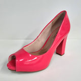 Beira Rio 4788-301 Peep Toe Heel Pump in Pink Gloss Patent