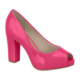 Beira Rio 4788-301 Peep Toe Heel Pump in Pink Gloss Patent