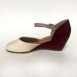 Beira Rio 4791-515 Low Heel Mary-Jane Wedge in Cream/Wine Napa