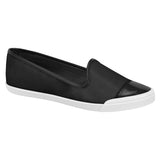 Moleca 5109-732 White Sole Flat in Black Napa